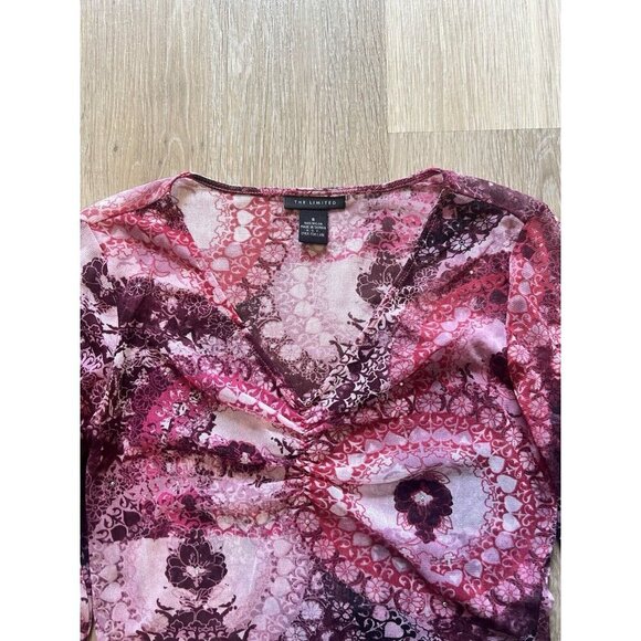 The Limited Vtg Women Top Small Y2K Pink Floral Whimsigoth Sheer Babydoll Fairy - Picture 2 of 10